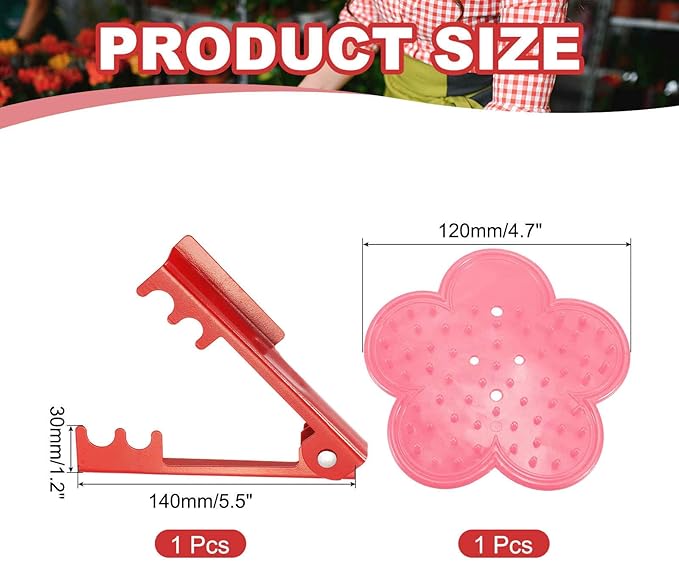 HARFINGTON 2pcs Rose Thorn Stripper Tool Set 5.5" 4.7" Metal PVC Flower Thorn Leaf Remover Flower Stem and Leaf Stripping for Gardening Home Florist, Red,Pink