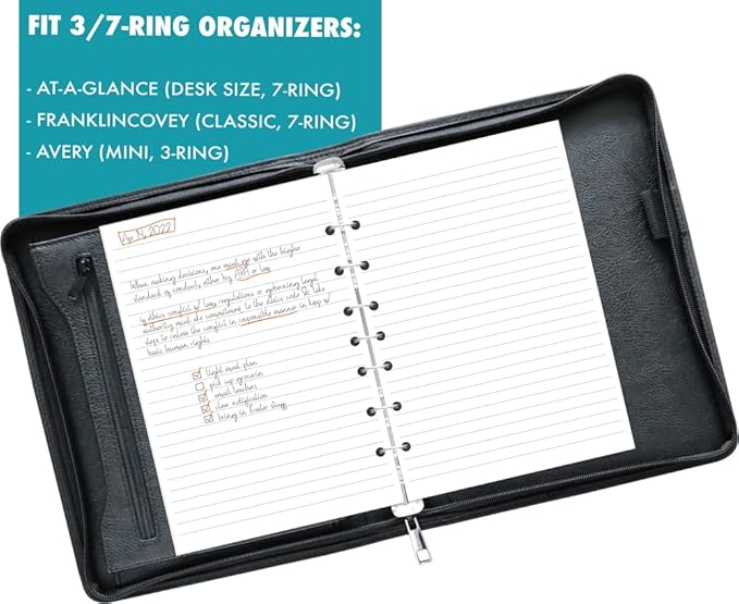 7-Hole Lined Filler Paper Pack of 100 Sheets for Mini Binders, College Ruled, 5-1/2" x 8-1/2", White