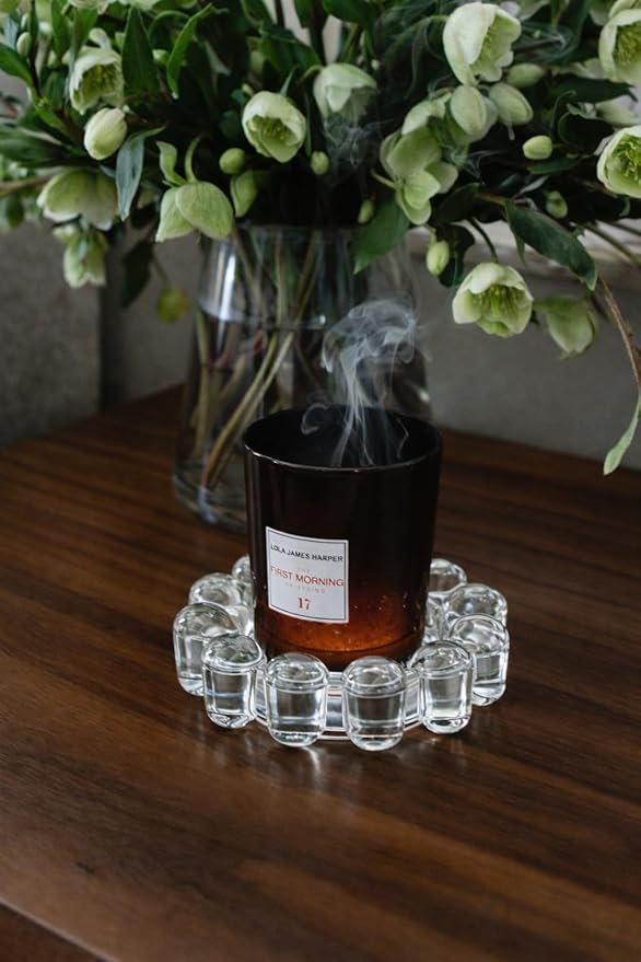 Alice Lane Original Bubble Candle Dish – Chic Clear Glass Candle Dish for Home Decor – Decorative Modern Candle Holder for Small Candles & Diffusers