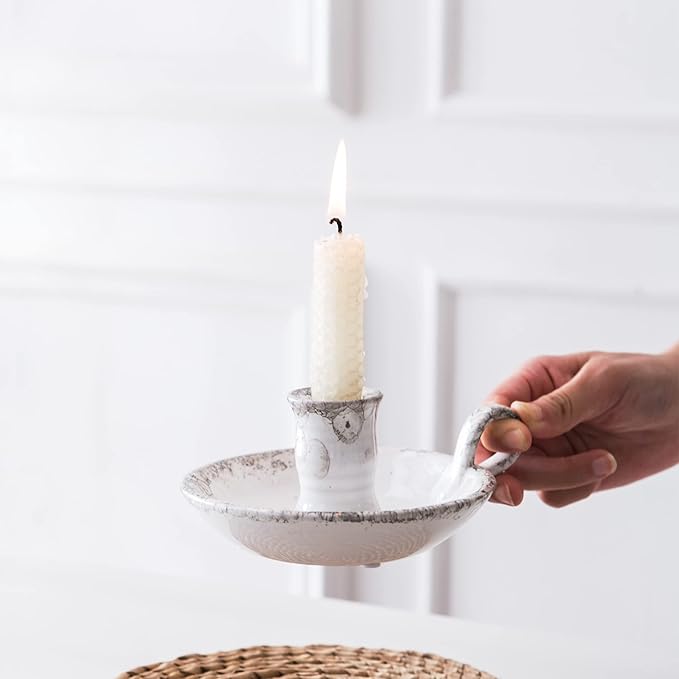 Candle Holder Ceramic Candlestick Holder, Candlelight Stand for Spell Candles, Taper Candles, and Incense, Halloween Christmas Dining Room Home Decoration Display