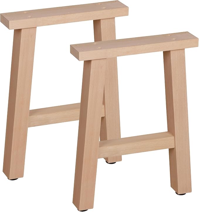 28" Wood Furniture Legs, Bench, Desk and Coffee Table Replacement Legs, Heavy Duty Furniture Feet, Square Unfinished Wooden Legs Set of 2, Home DIY Legs with Adjustable Levelers Screw-H Design
