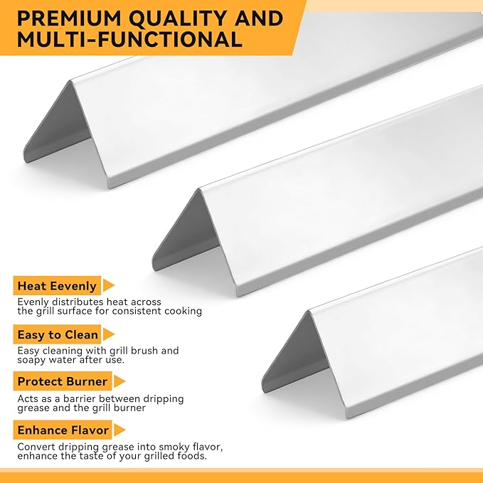 KifonMetals 7635 15.3" Flavorizer Bars for Weber Spirit I & II 200, Spirit E210 S210 E220 S220 Gas Grill with Front-Mounted Control, for Weber Spirit Grill Parts, Stainless Steel, 3 PCS