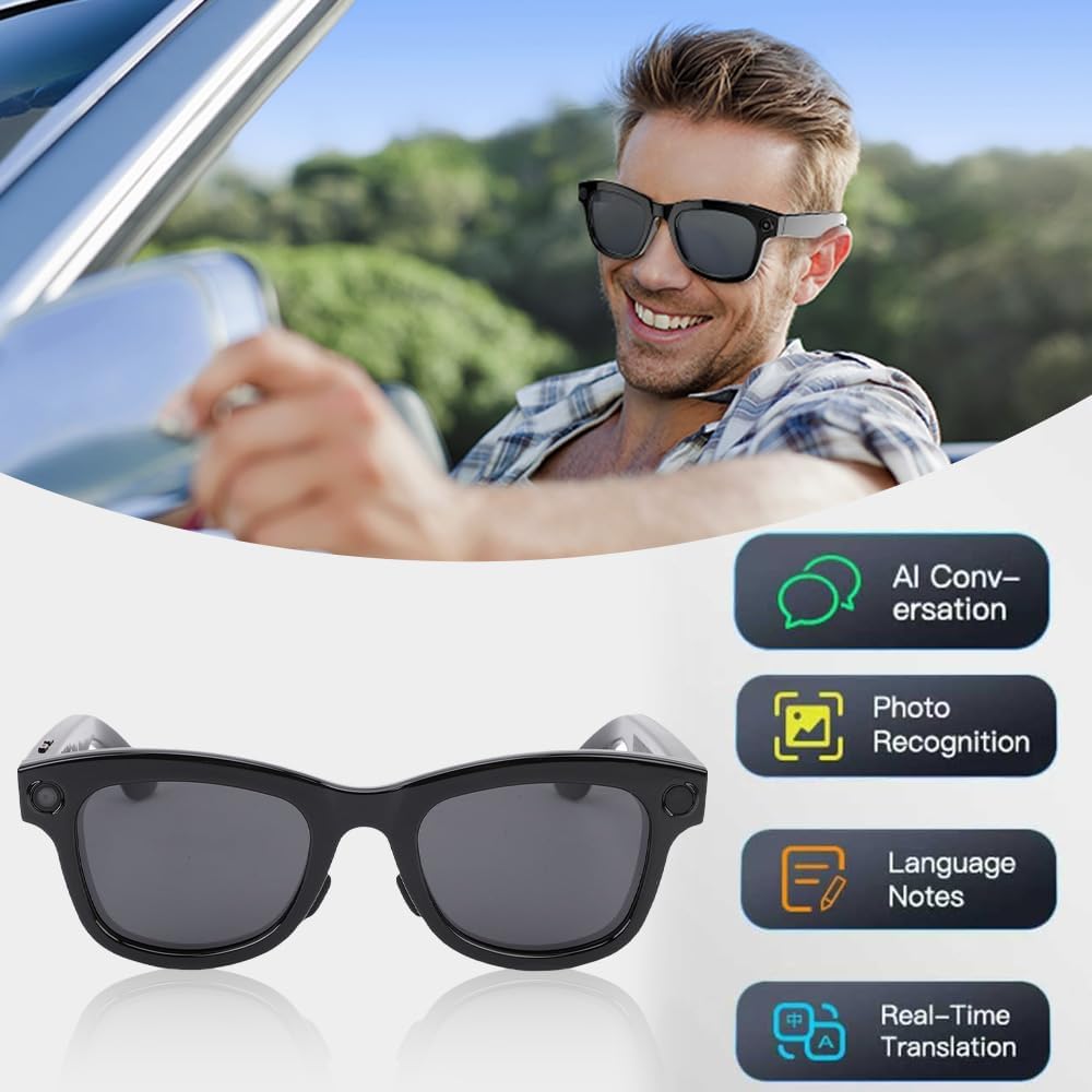 Yoidesu Ai Smart Glasses - 5MP Camera with Bluetooth Music & Call Features | 26 Language Translation