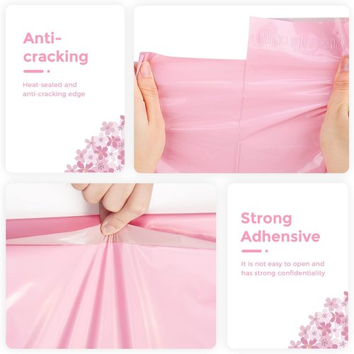 Metronic Poly Mailers 6x9 | 200 Pack Strong Adhesive Waterproof Envelopes for Clothing - Light Pink