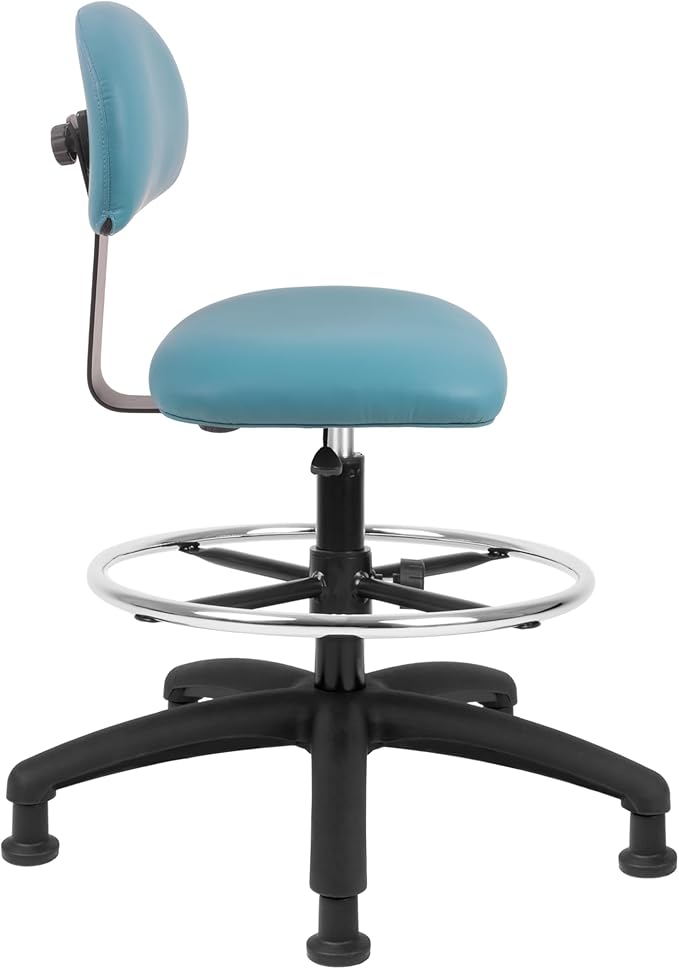 Chair Master FSS Series Square seat Tall (24"-34") seat Height Chair. Vinyl-for Office, Garage, Desk, Shop, Computer, Doctor, Medical, Easy to Clean! 18" Footring (Aqua, Tall, Glides)