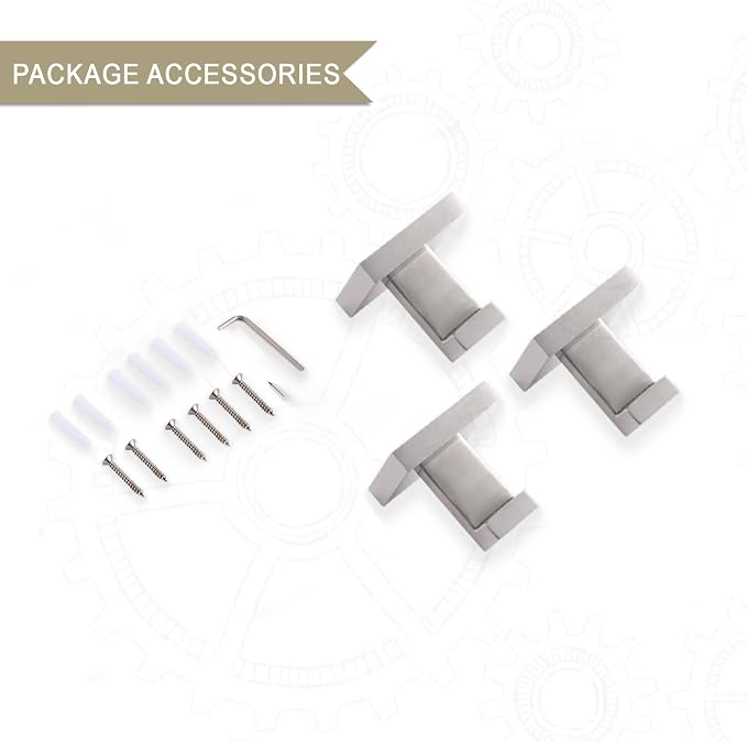 LANC 3-Pack Towel Hooks Bathroom Towel Hooks Heavy Duty Clothes Hook Square Hanger Robe Hook Wall Mounted Contemporary Kitchen Hotel Wall Hooks Brushed Nickel, A8805BN-P3