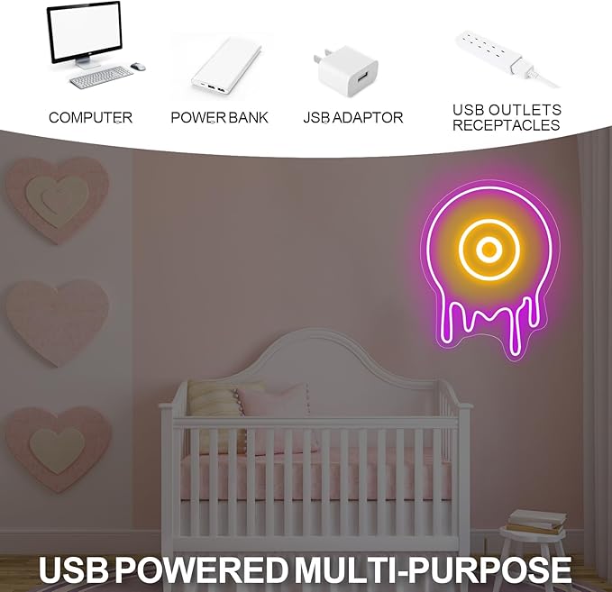 Melting Vinyl Record Led Neon Sign, Music Wall Décor, 90s theme party decoration, Vinyl record led-neon wall neon decor, Custom neon sign for Bedroom Home Bar Birthday Party Wedding Wall-Pink