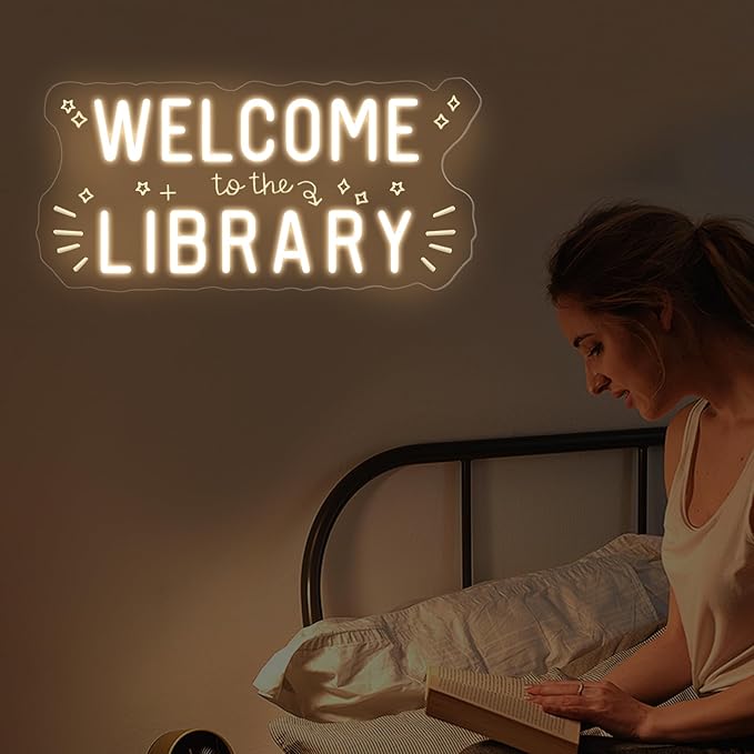 Welcome to the library neon sign, Classroom Door Hanger, teacher Christmas Gift, Bedroom neon sign, Classroom Decor, Reading Corner Decoration, Teacher Office Decor, Opening Season Theme Party Props