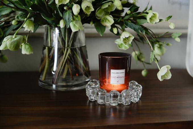 Alice Lane Original Bubble Candle Dish – Chic Clear Glass Candle Dish for Home Decor – Decorative Modern Candle Holder for Small Candles & Diffusers