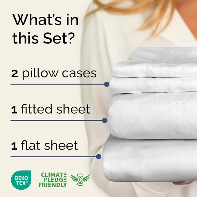 Light Blue Polka Dots Sheet Set – 1 Flat & 1 Fitted Sheet & 2 Pillowcases w/ Deep Pockets – Polka Dot Bedding - Ultra-Soft, Wrinkle & Fade Free - Comfy, Cozy, Breathable and Cooling - King Size