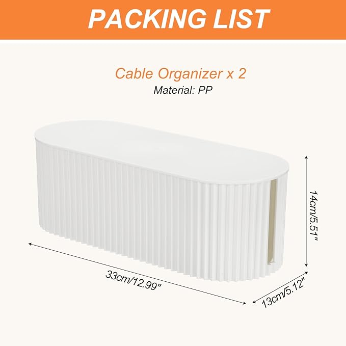 YOKIVE 2 Pcs Cable Management Box, Cord Hider Organizer Decorative Strip Storage Box Desk Accessories for Cords Home, Office, Light Brown, Large