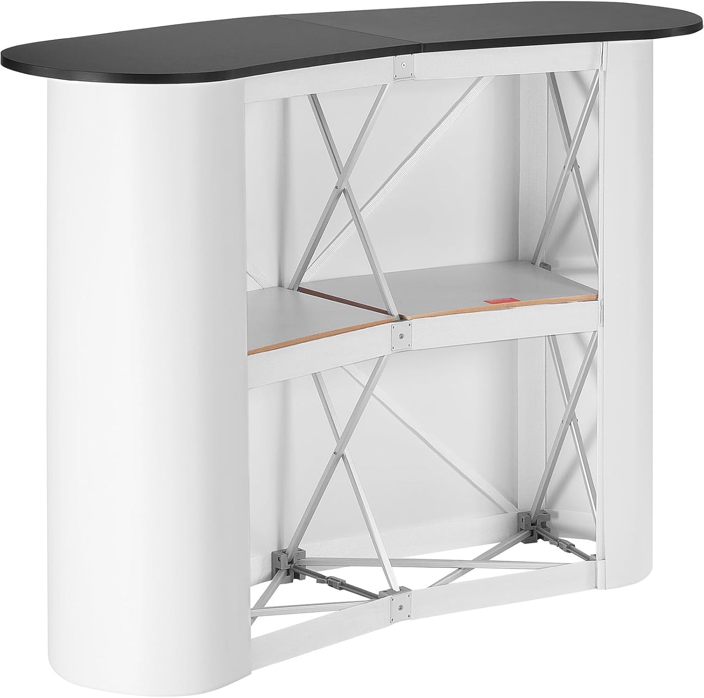 VEVOR Portable Tradeshow Podium Table - Foldable Exhibition Counter Stand | 51.18" x 18.31" x 37.4" with Storage Rack & Carrying Bag