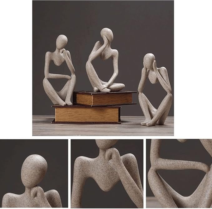 Thinker Statues And Sculptures, Sandstone Resin Thinker Statue Ornaments, Abstract Style Sculptures, Housewarming Gifts, Housewarming Decorations, Living Room Dining Desk Decorations(Middle, Small)