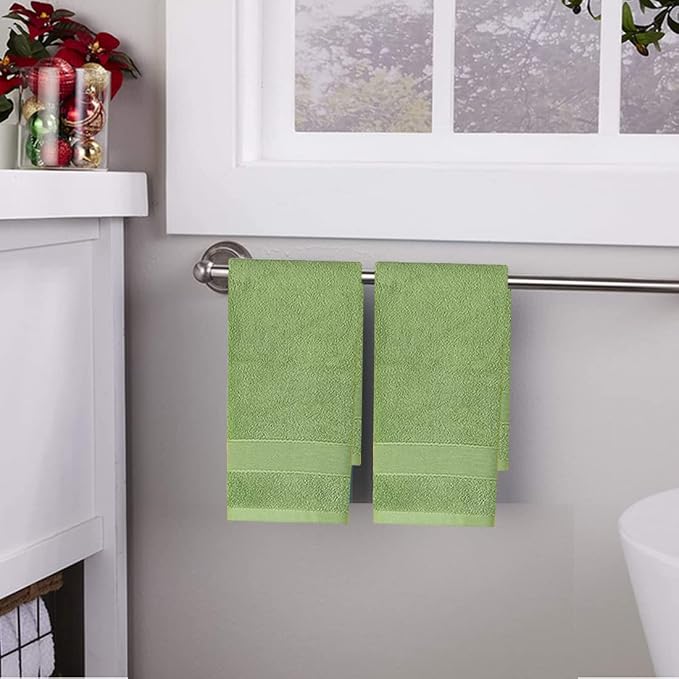 PUPOPIK Hand Towels for Bathroom 2 Pack-100% Cotton Hand Towel (14 x 30 Inch), Highly Absorbent and Quick Dry Face Washcloth, Home Soft Premium Towel for Hotel, Bath, Kitchen and Spa (Green)
