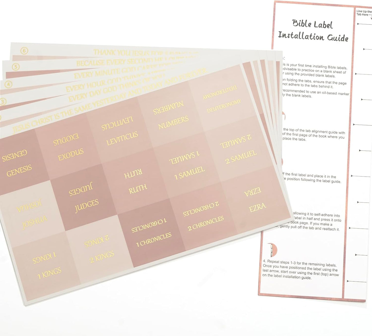 **Lumintutu Bible Tabs - Gold Foil Large Print, 90 Tabs for Easy Study | Perfect Christian Gift (Pink)**