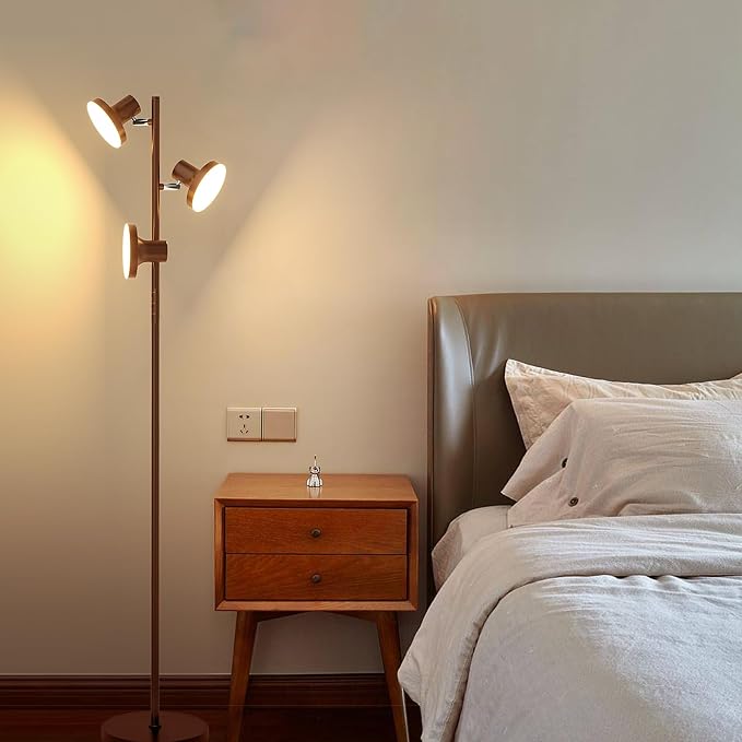 SIBRILLE 36W LED Tree Floor Lamp, Modern Dimmable Standing Lamp with Remote & Touch Control, 4 Color Temperatures, 3 Rotatable LED Light Floor Lamps for Living Room, Bedroom, Office