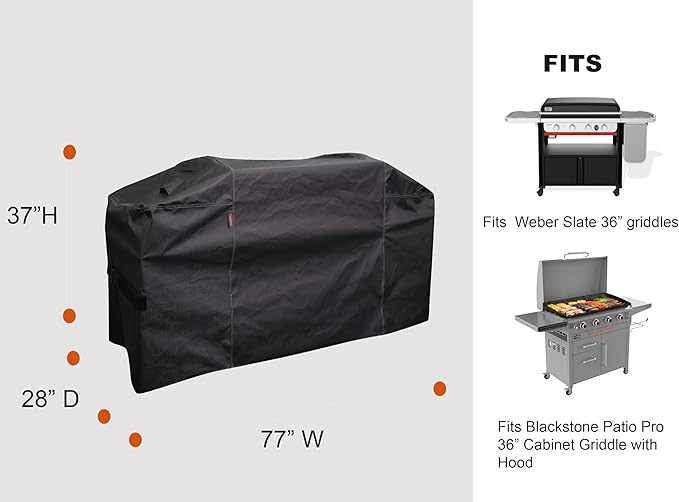 acoveritt RPET Frabric Cover for Flat Griddle Cover, Black；Fit Slate 36” griddles
