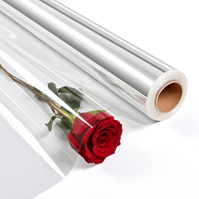 Clear Cellophane Wrap Roll-Plastic Gift Wrapping Paper 148ft x 34 inches, Transparent Paper Wrap Roll 3 Mil Thick for Floral Bouquets, Flower Paper Wrapping for Hampers, Baskets, Treats, Arts & Crafts