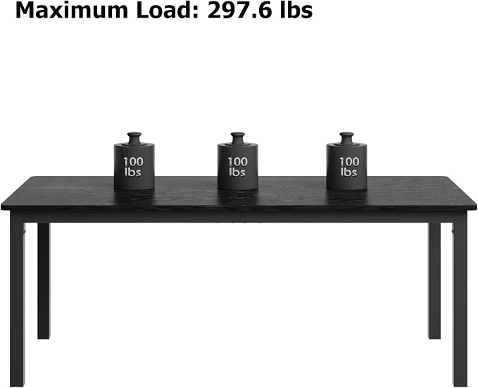 79 Inch Industrial Dining Table for 4-6 Person Rectangle Kitchen Table with Metal Legs,Round Corners, Writing Desk, for Modern Farmhouse, for Kitchen, Dining Room,Quick Assembly, Wood