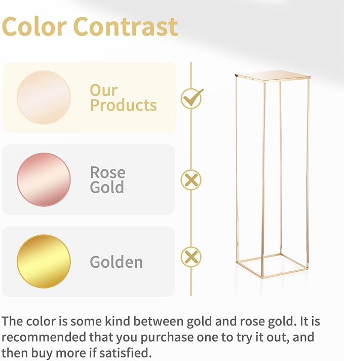 NUPTIO Gold Vases for Centerpieces Wedding - 2 Pcs 39.4 inch Tall Metal Flower Vase Flowers Stand for Party Tables Decorations - Elegant Bulk Weddings Decoration Table Geometric Centerpiece Stand