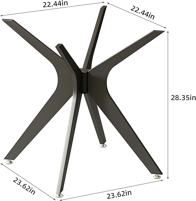 FUSHIAIPTC 28 Inch Metal Dining Table Legs for Wood/Glass/Marble Heavy Duty Load-Bearing 1000LB Table Base with Suction Cups & Pre-drilled Holes