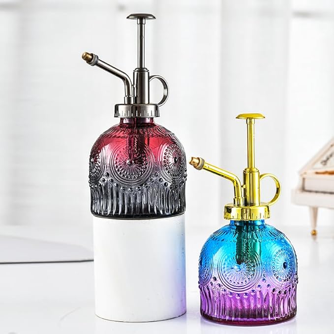 Indoor and Outdoor Potted Plant Sprayer Household Plants Glass Small Watering Can Spray Bottle Plant Sprayer Glass Spray Bottle Decorative Spray Bottles (Purple Gradient Blue)
