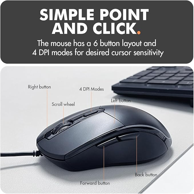 X9 Wired Keyboard and Mouse Combo - Large Print Backlit Keyboard and Mouse for Elderly, Low Vision, Visually Impaired - 7 LED Light Up Color, Lighted Large Letters for Laptop PC Computer USB