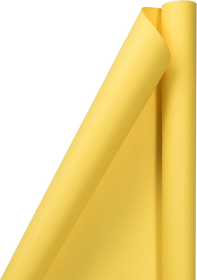 JAM Paper Gift Wrap - Matte Wrapping Paper - 50 Sq Ft Total (30 in x 10 Ft Each) - Matte Yellow - 2 Rolls/Pack