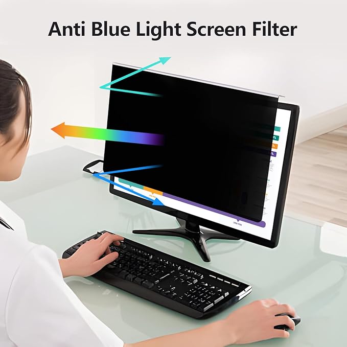 Computer Privacy Screen Protector for 27 Inches Monitor Anti Blue Light 16:9 Widescreen Filter Hanging Type Anti Scratch Easy Installation Shield for Desktop Computer