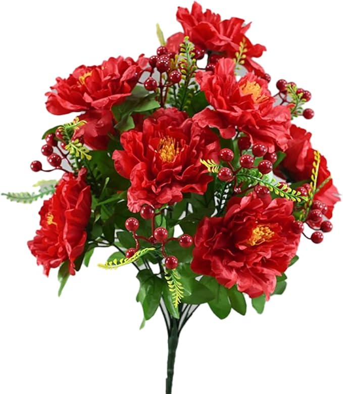 2 Packs Peonies Artificial Flowers Vintage Faux Peony Bouquet Fake Flower Arrangements for Vase Table Centerpiece Wedding Party Decoration Indoor Home Decor 2025