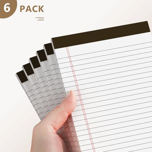 Nichela Legal Pads - 5" x 8" Narrow Ruled Notepads | 6-Pack with Perforated Sheets for Home, Office, School