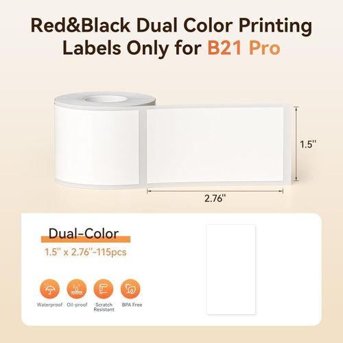 NIIMBOT Label Maker Refill Sticker Papers - Dual Color Printing for Pro Series | 1.5''x2.8'' (38x70mm)