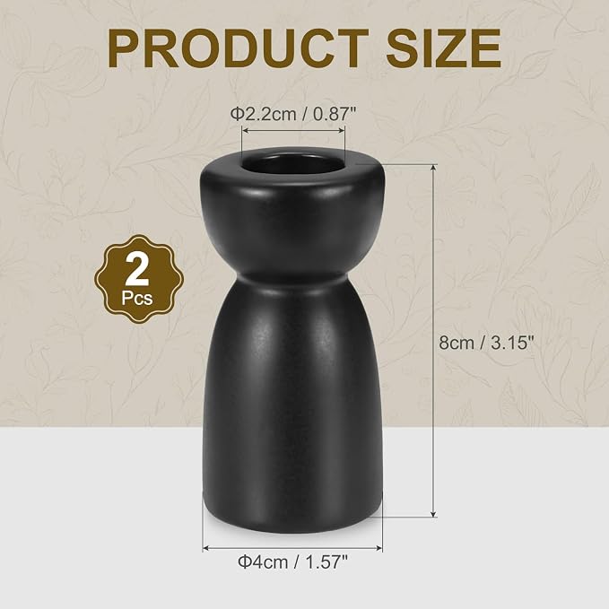 uxcell 2 Pack Candlestick Holder Black Ceramic Taper Candle Holder Candle Stand Holders Modern Style Decoration for Centerpiece Tabletops Anniversary