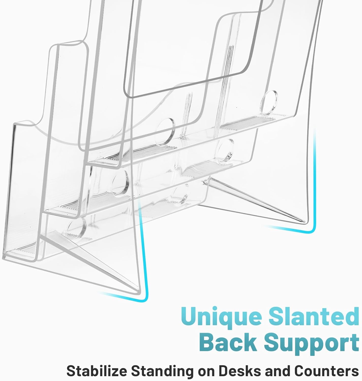 Viymgit Acrylic Brochure Holder - 3-Tier Clear Display Stand for 8.5 x 11 Inches | Wall Mount & Countertop Organizer