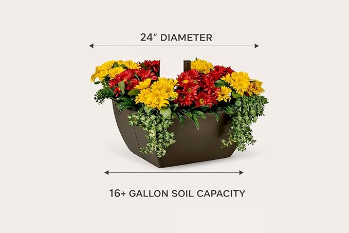 SnapPot® Mailbox Planter Box – 24" Resin Wrap for 4×4 & 6×6 Posts, 16+ Gal Planter with Drainage – Deep Earth Brown
