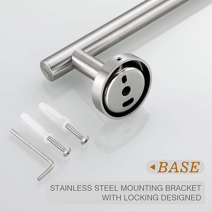 USHOWER Brushed Nickel Towel Bar, 18-Inch Towel Rack for Bathroom Wall Mounted, Thicken SUS304 Stainless Steel Towel Rod Modern Home Decor (Total Length 20-Inch)