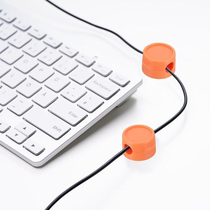 PATIKIL Cable Organizer Holder, 3 Pcs Magnetic Spring Desk Cable Management Clips Adhesive Cord Holder Keeper for Office Desktop Wall Car, Orange