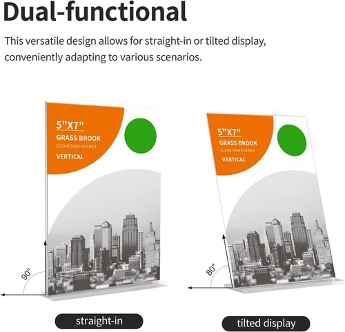 Skiennix 6-Pack Clear Acrylic Photo Frames - Double-Sided Table Display Holders | 5x7 Size, Vertical or Tilted