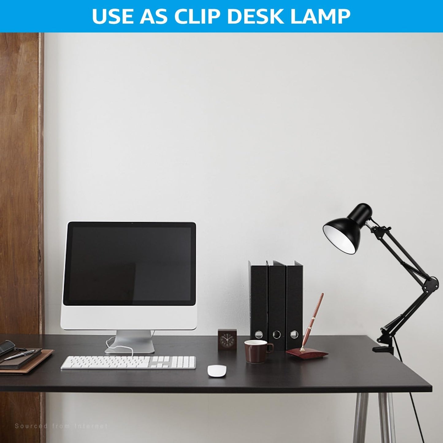 TORCHSTAR Adjustable Metal Desk Lamp - Clamp-On Gooseneck Light for Home Office & Study | Black