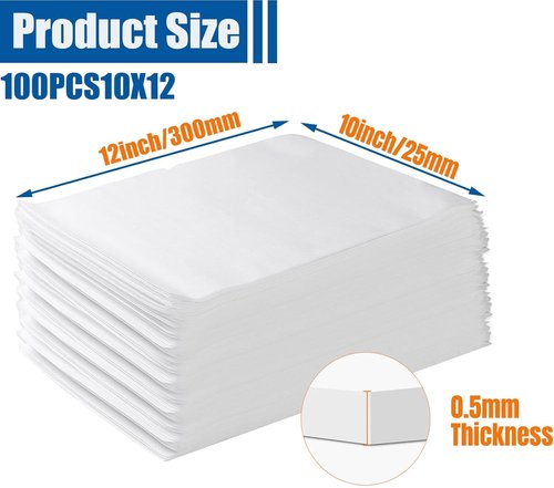 Foam Pouches - 100 Pack Cushion Wrap for Moving & Storing | 10"x12" Foam Protects Fragile Items