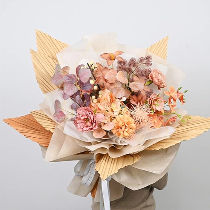 BBJ WRAPS Hand-Drawn Tissue Flower Wrapping Paper Korean Non-Woven Waterproof Floral Bouquet Wraps for Florist Packaging Arrangement, 23x18 Inch - 40 Sheets (Khaki)