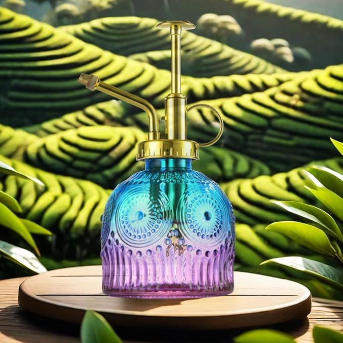 Indoor and Outdoor Potted Plant Sprayer Household Plants Glass Small Watering Can Spray Bottle Plant Sprayer Glass Spray Bottle Decorative Spray Bottles (Purple Gradient Blue)