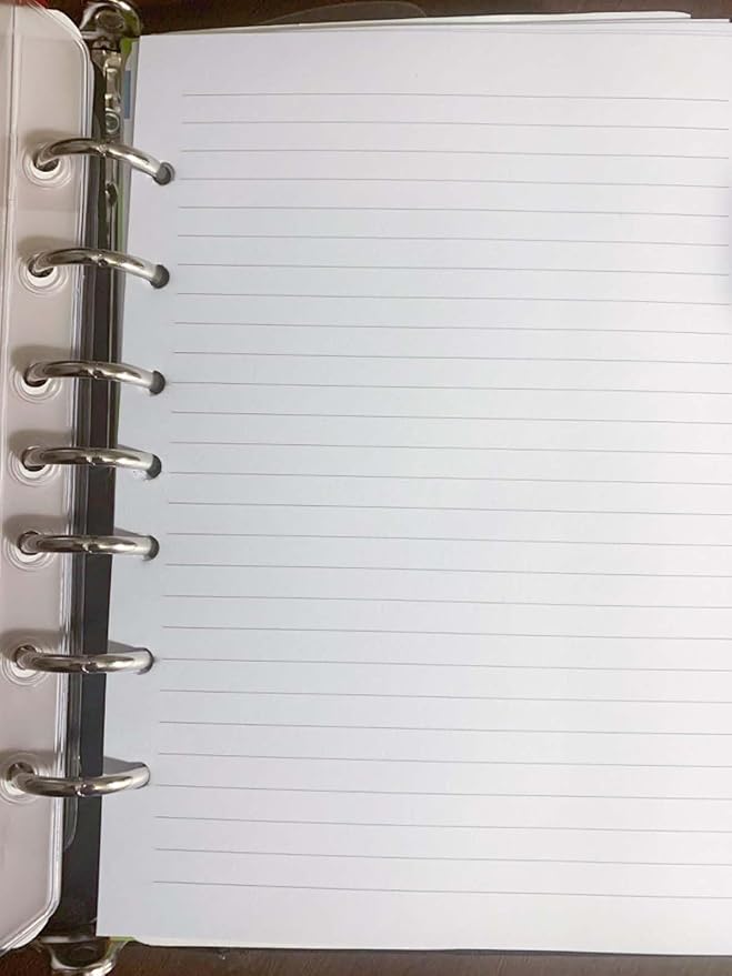 7-Hole Lined Refills Paper, A5 Filler Paper for Planner Inserts, A5 Loose Leaf Paper, 7 Hole Refills, 100 Sheets/200 Pages, College Ruled, 5.5 X 8.5 Inch (White Paper, 100 Sheets)