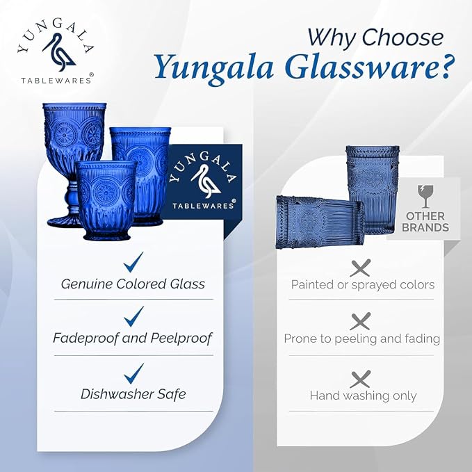 Cobalt Blue Highball Glasses set of 6 tall drinking glasses for tablesetting with cobalt blue glassware dishwasher friendly made without lead