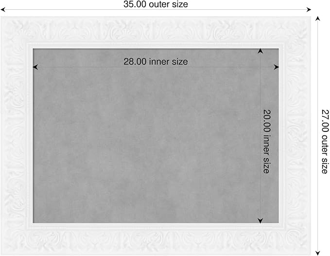 Amanti Art White Framed Magnetic Board 27x35 Medium Vision Board for use with Magnets, 100% Metal Sheet to Display Items as Office Decor or for Home Organization in mudroom, Kitchen or Kids Room
