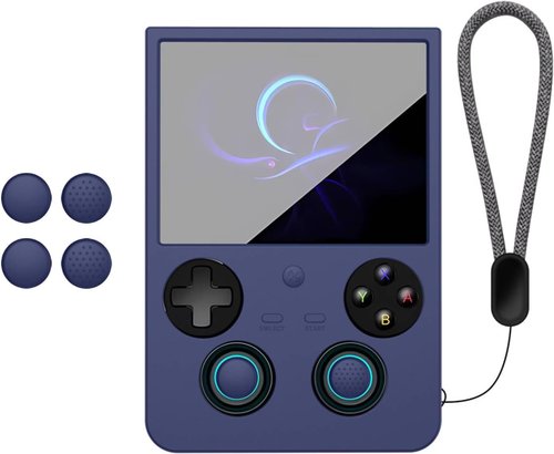 ANBERNIC Silicone Case - Anti-Scratch Shockproof Protective Sleeve for RG477V | Blue with Lanyard & Joystick Caps