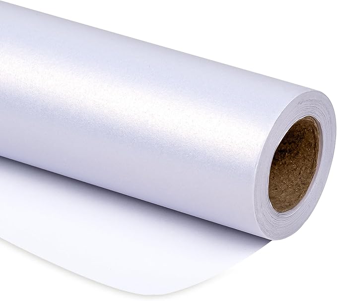 RUSPEPA White Matte Wrapping Paper - Solid Color Pearly - luster Paper Perfect for Wedding, Birthday, Christmas, Baby Shower -17 Inches X 32.8 Feet