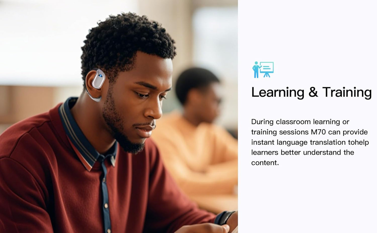 Skiennix Language Translation Earbuds - 3-in-1 Real-Time Translator for 144 Languages | M75 Milk White
