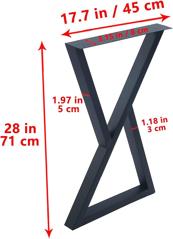 MBQQ 2 Pc Rustic Triangle Shape Heavy Duty Metal Table Legs for Desk & Dining Tables, Industrial Modern, DIY Iron Bench Legs (H28'xW17.7')