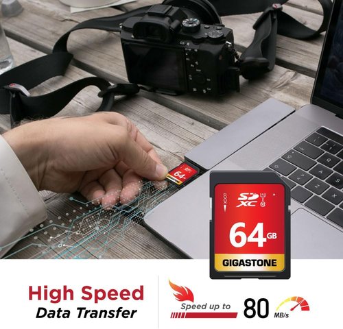 GIGASTONE 64GB SD Card 2-Pack | High-Speed UHS-I U1 Class 10 for Full HD Video | Includes 2 Mini Cases